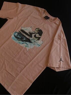 Jordan Pink Tee with Sneaker Splash Graphic